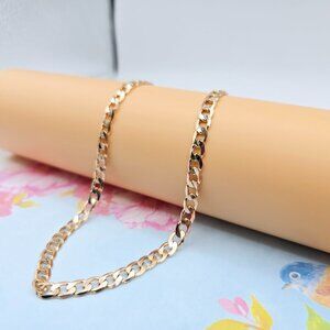 "Bold Flat Curb Rose Gold Chain Necklace for Men & Women, 19.7 Inch, XPNL0093